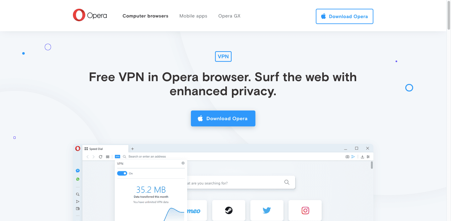 Opera VPN-screenshot